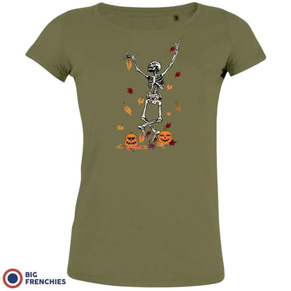 Fall Skeleton Dance Halloween Women's Organic Cotton Tee - Create Marketplace