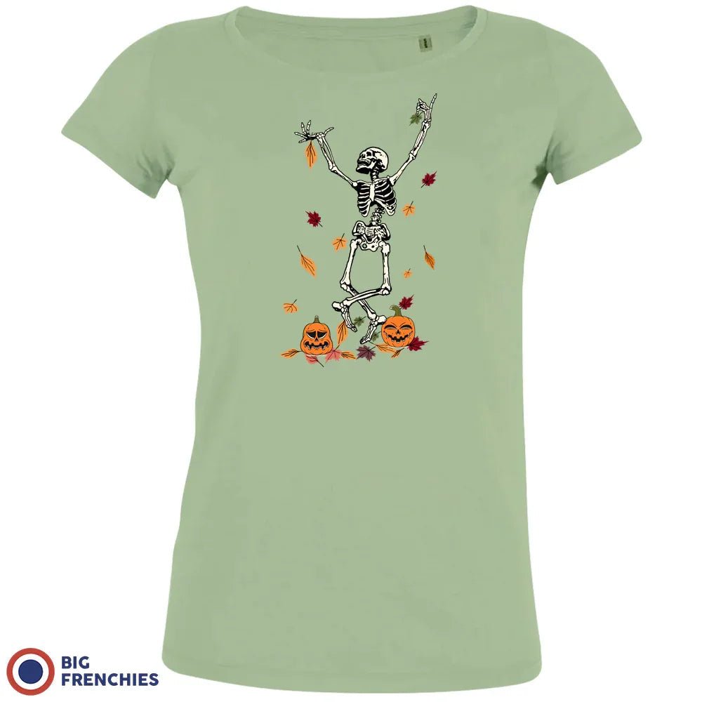 Fall Skeleton Dance Halloween Women's Organic Cotton Tee - Create Marketplace