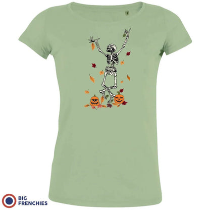 Fall Skeleton Dance Halloween Women's Organic Cotton Tee - Create Marketplace