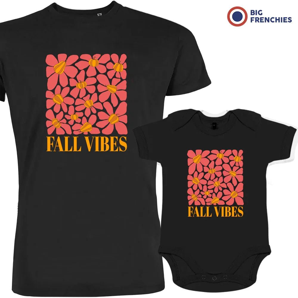 Fall Vibes With Flowers Dad and Child Organic Cotton family Set (Set of 2) - Create Marketplace