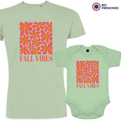 Fall Vibes With Flowers Dad and Child Organic Cotton family Set (Set of 2) - Create Marketplace