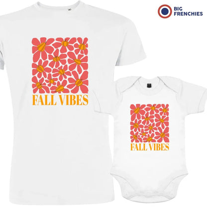 Fall Vibes With Flowers Dad and Child Organic Cotton family Set (Set of 2) - Create Marketplace