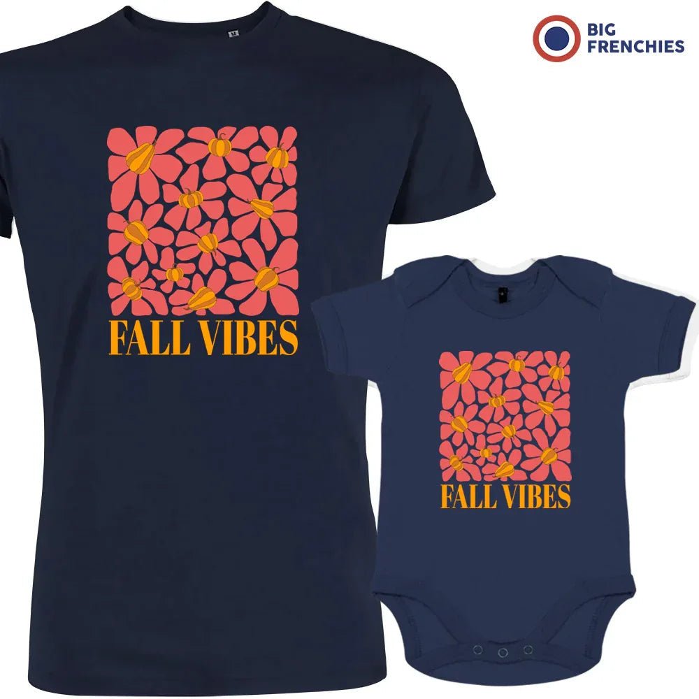 Fall Vibes With Flowers Dad and Child Organic Cotton family Set (Set of 2) - Create Marketplace