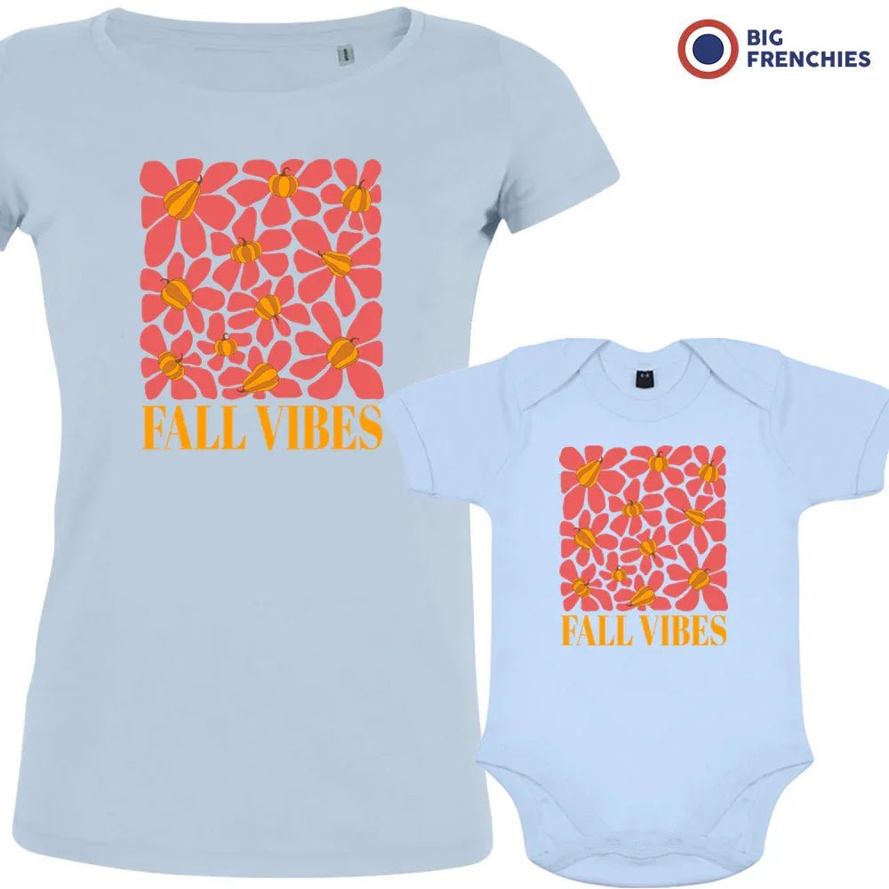 Fall Vibes With Flowers Mom and Child Organic Cotton family Set (Set of 2) - Create Marketplace
