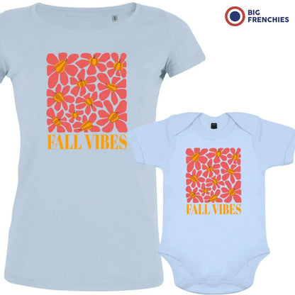 Fall Vibes With Flowers Mom and Child Organic Cotton family Set (Set of 2) - Create Marketplace