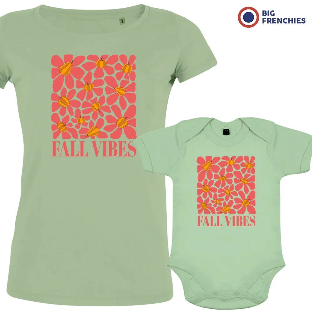 Fall Vibes With Flowers Mom and Child Organic Cotton family Set (Set of 2) - Create Marketplace