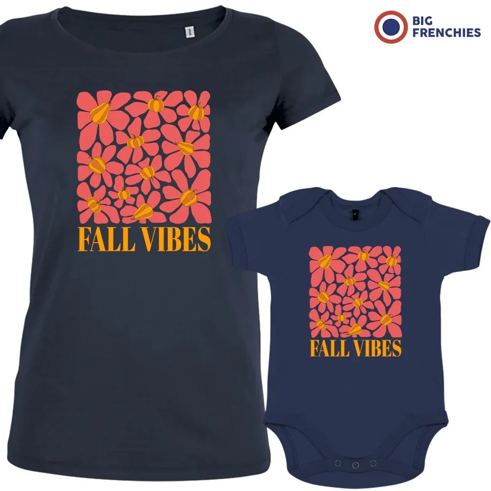 Fall Vibes With Flowers Mom and Child Organic Cotton family Set (Set of 2) - Create Marketplace
