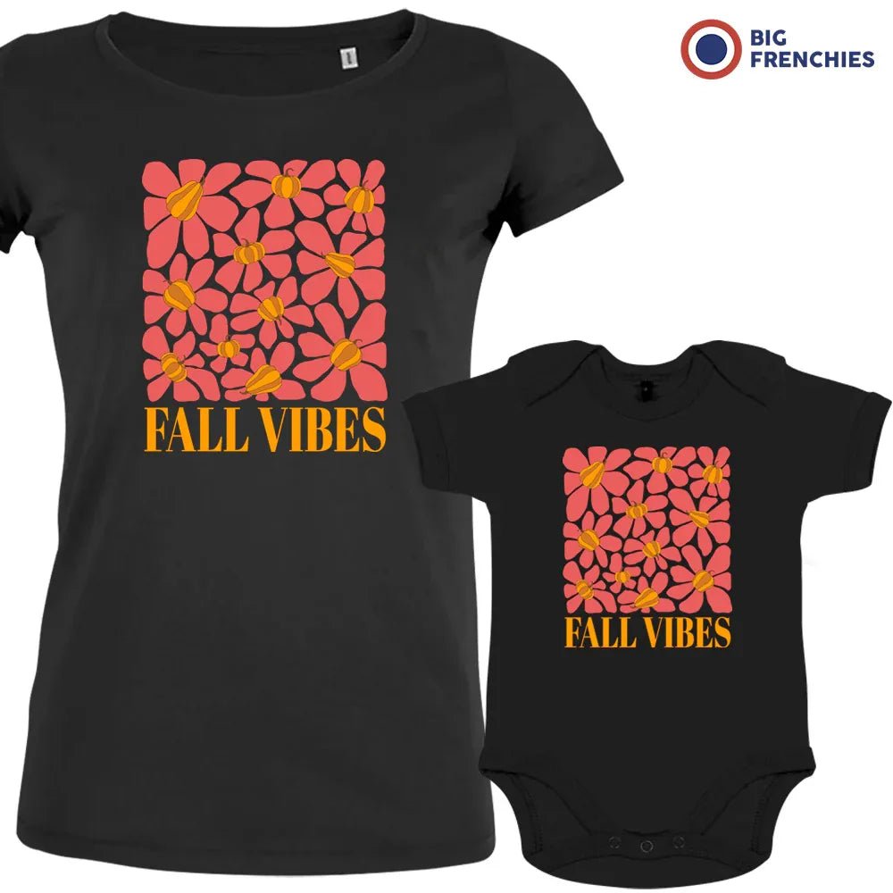 Fall Vibes With Flowers Mom and Child Organic Cotton family Set (Set of 2) - Create Marketplace