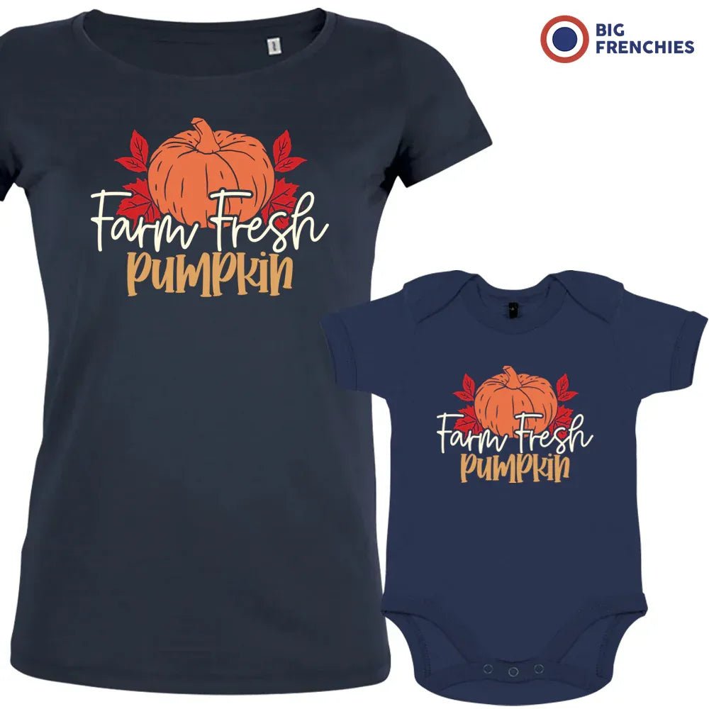 Farm Fresh Pumpkin Mom and Child Organic Cotton family Set (Set of 2) - Create Marketplace
