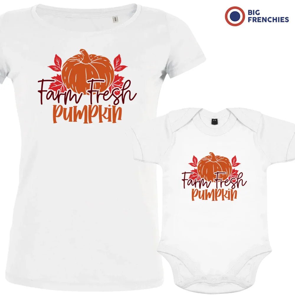Farm Fresh Pumpkin Mom and Child Organic Cotton family Set (Set of 2) - Create Marketplace