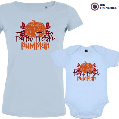 Farm Fresh Pumpkin Mom and Child Organic Cotton family Set (Set of 2) - Create Marketplace