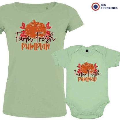 Farm Fresh Pumpkin Mom and Child Organic Cotton family Set (Set of 2) - Create Marketplace