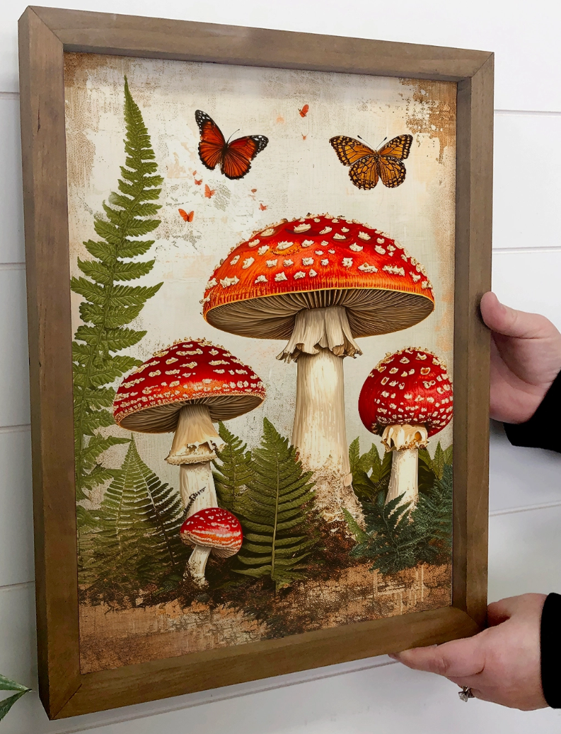 12x18 Mushroom and Ferns Canvas