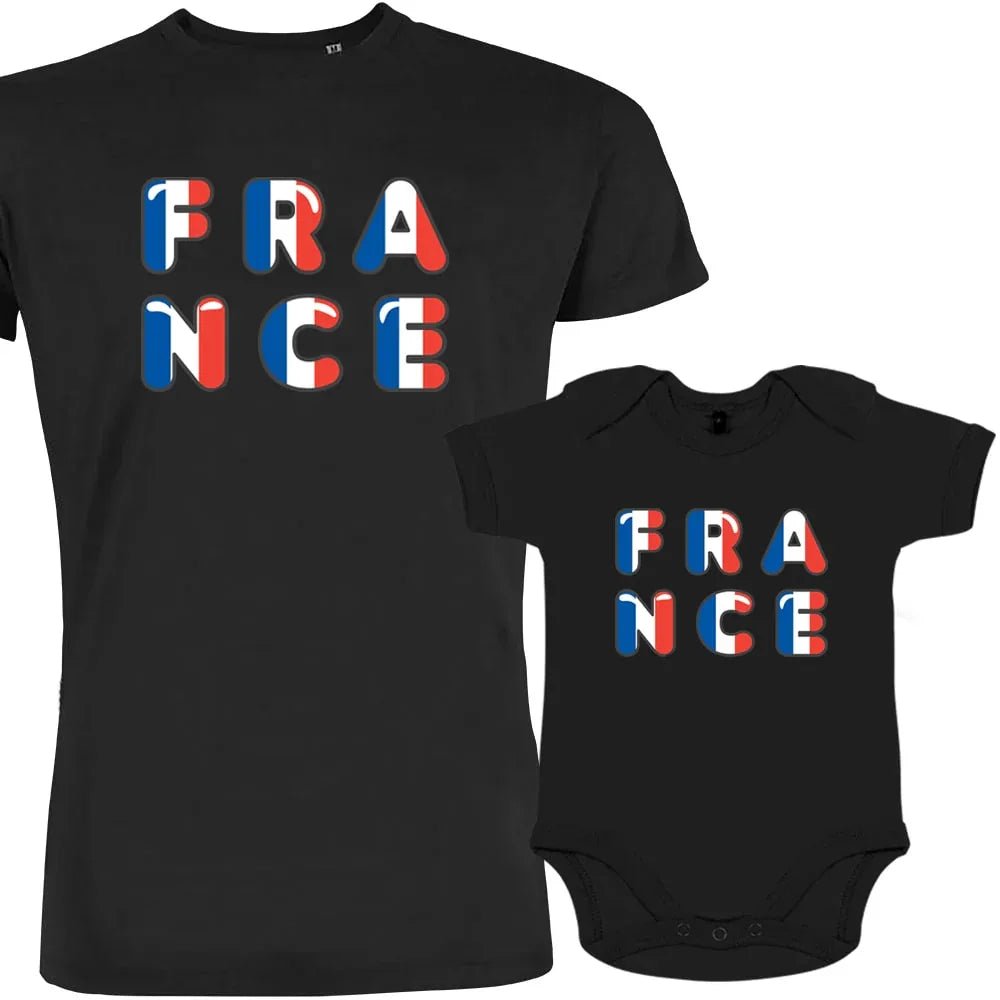 France Bleu Blanc Rouge Dad and Child Organic Cotton family Set (Set of 2) - Create Marketplace