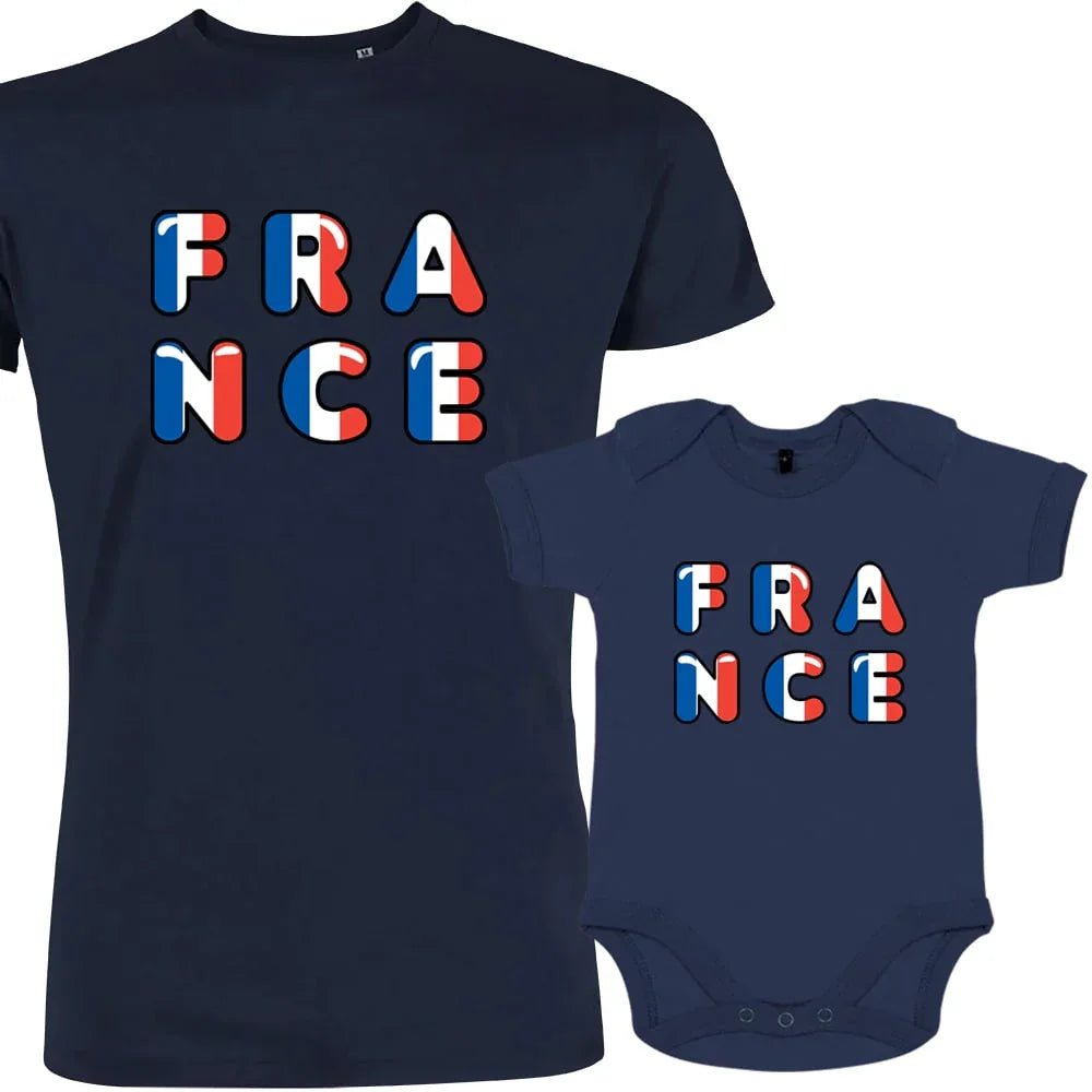 France Bleu Blanc Rouge Dad and Child Organic Cotton family Set (Set of 2) - Create Marketplace