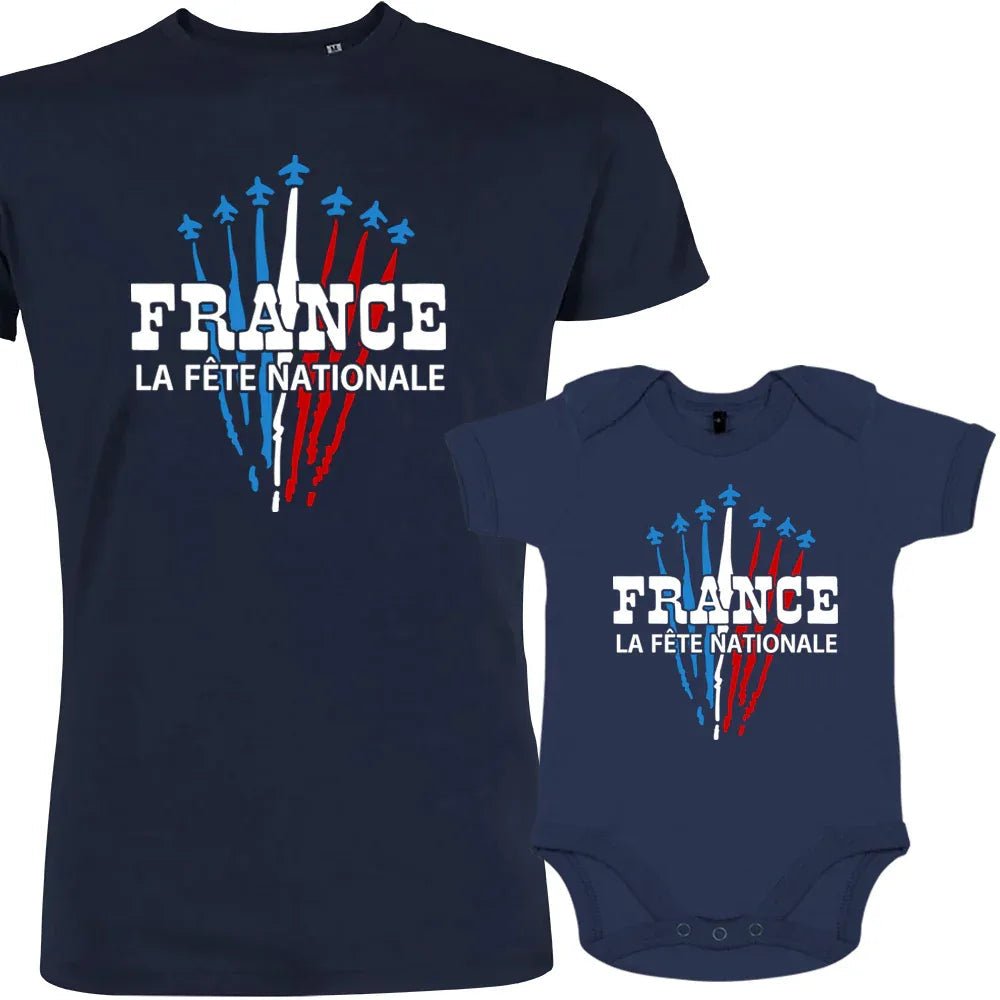 France La Fête Nationale Dad and Child Organic Cotton family Set (Set of 2) - Create Marketplace