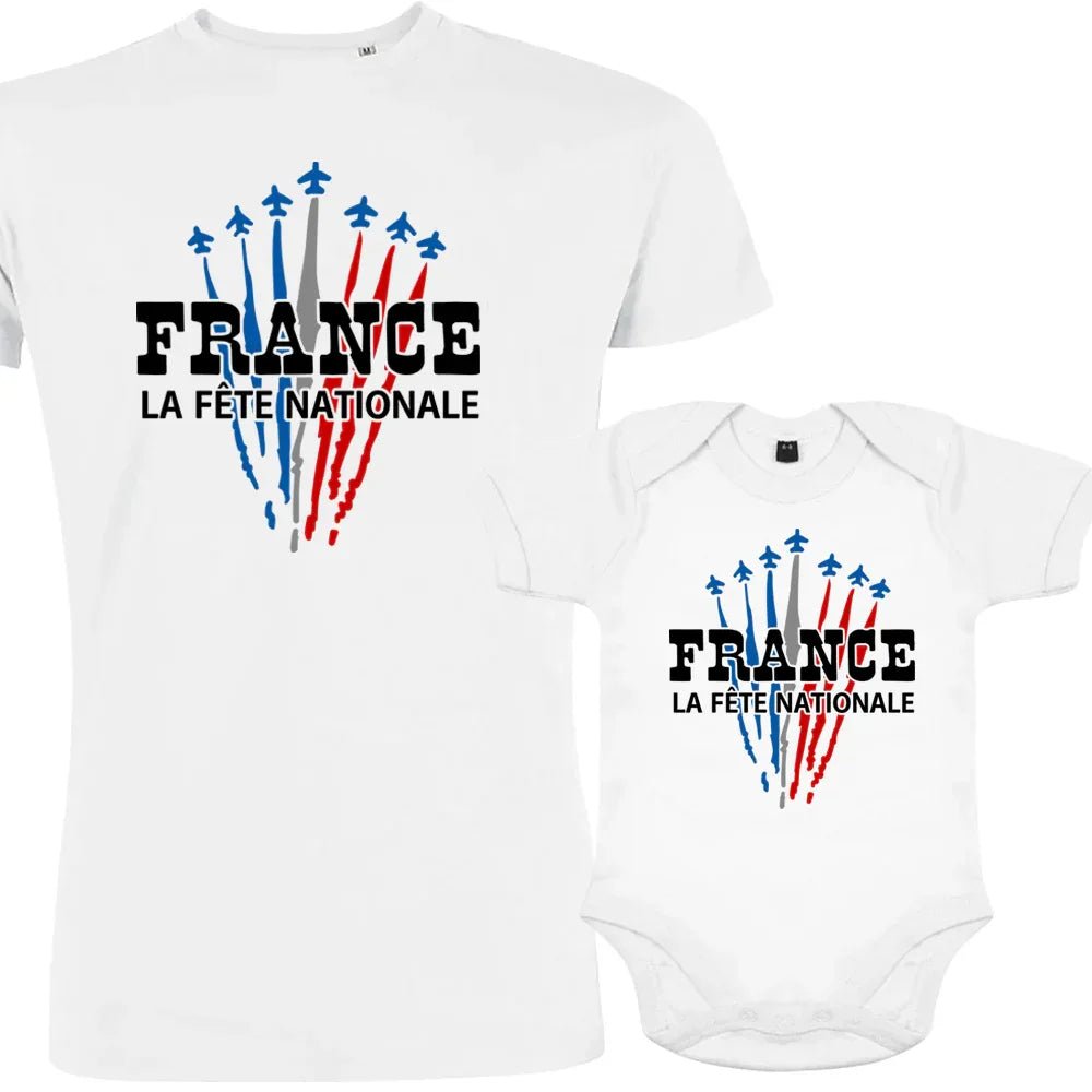 France La Fête Nationale Dad and Child Organic Cotton family Set (Set of 2) - Create Marketplace