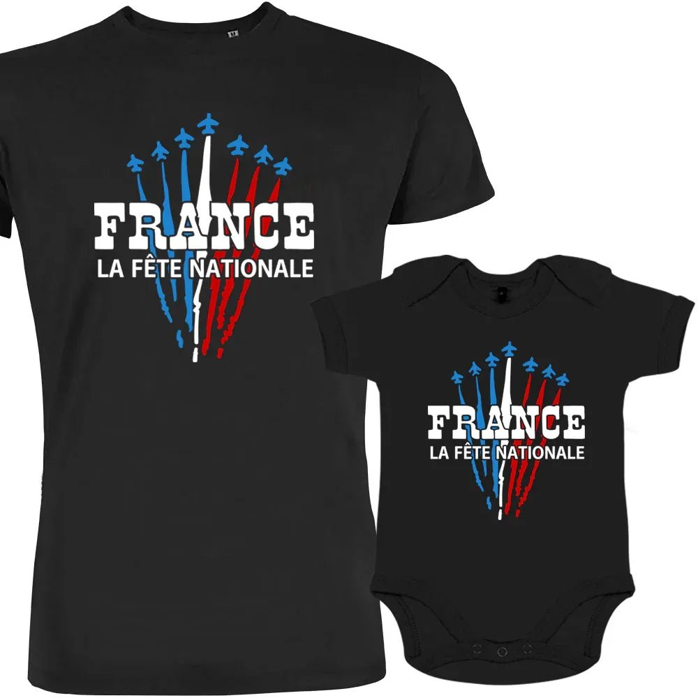 France La Fête Nationale Dad and Child Organic Cotton family Set (Set of 2) - Create Marketplace