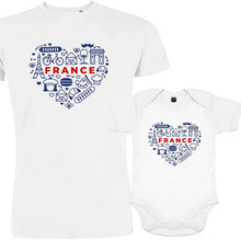 France monuments Heart Dad and Child Organic Cotton family Set (Set of 2) - Create Marketplace