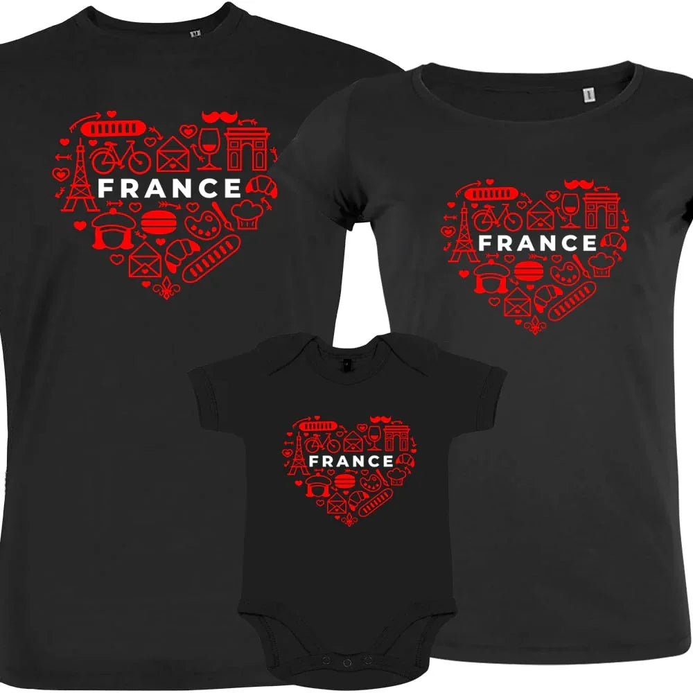 France monuments Heart Matching Organic Cotton Family Set (Set of 3) - Create Marketplace