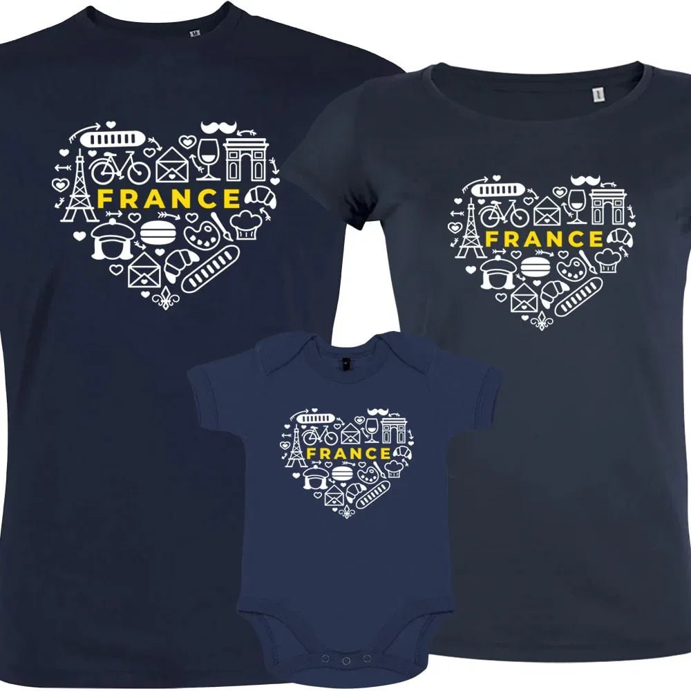 France monuments Heart Matching Organic Cotton Family Set (Set of 3) - Create Marketplace