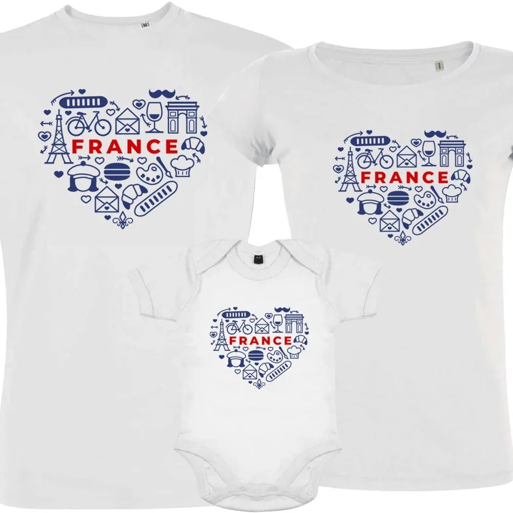 France monuments Heart Matching Organic Cotton Family Set (Set of 3) - Create Marketplace