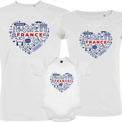 France monuments Heart Matching Organic Cotton Family Set (Set of 3) - Create Marketplace