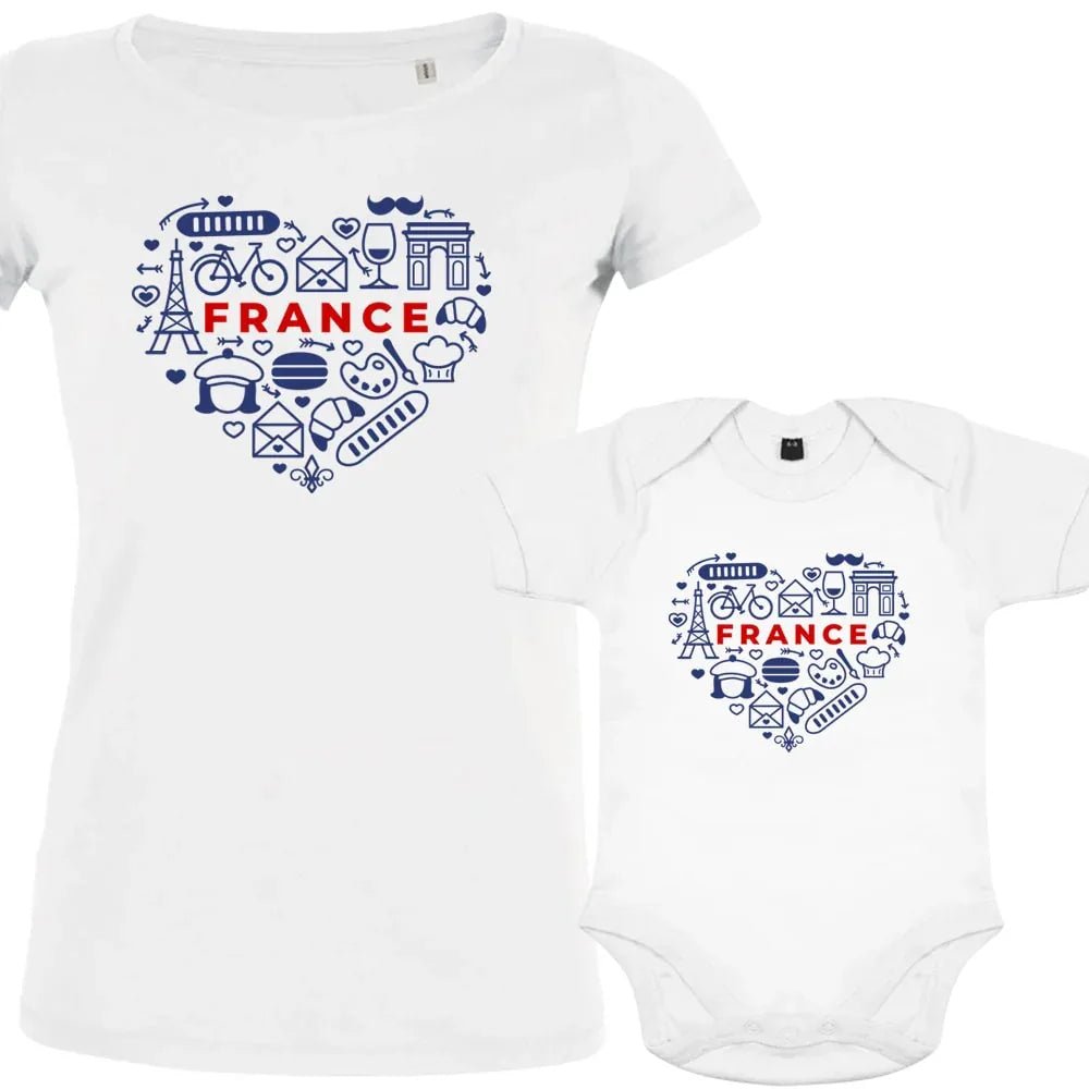 France monuments Heart Mom and Baby Organic Cotton family Set (Set of 2) - Create Marketplace