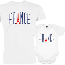 France With Red Eiffel Tower Dad and Child Organic Cotton family Set (Set of 2) - Create Marketplace