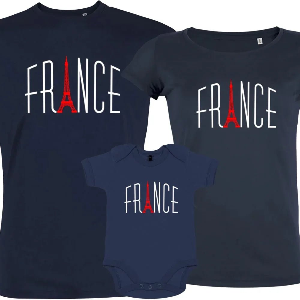 France With Red Eiffel Tower Matching Organic Cotton Family Set (Set of 3) - Create Marketplace
