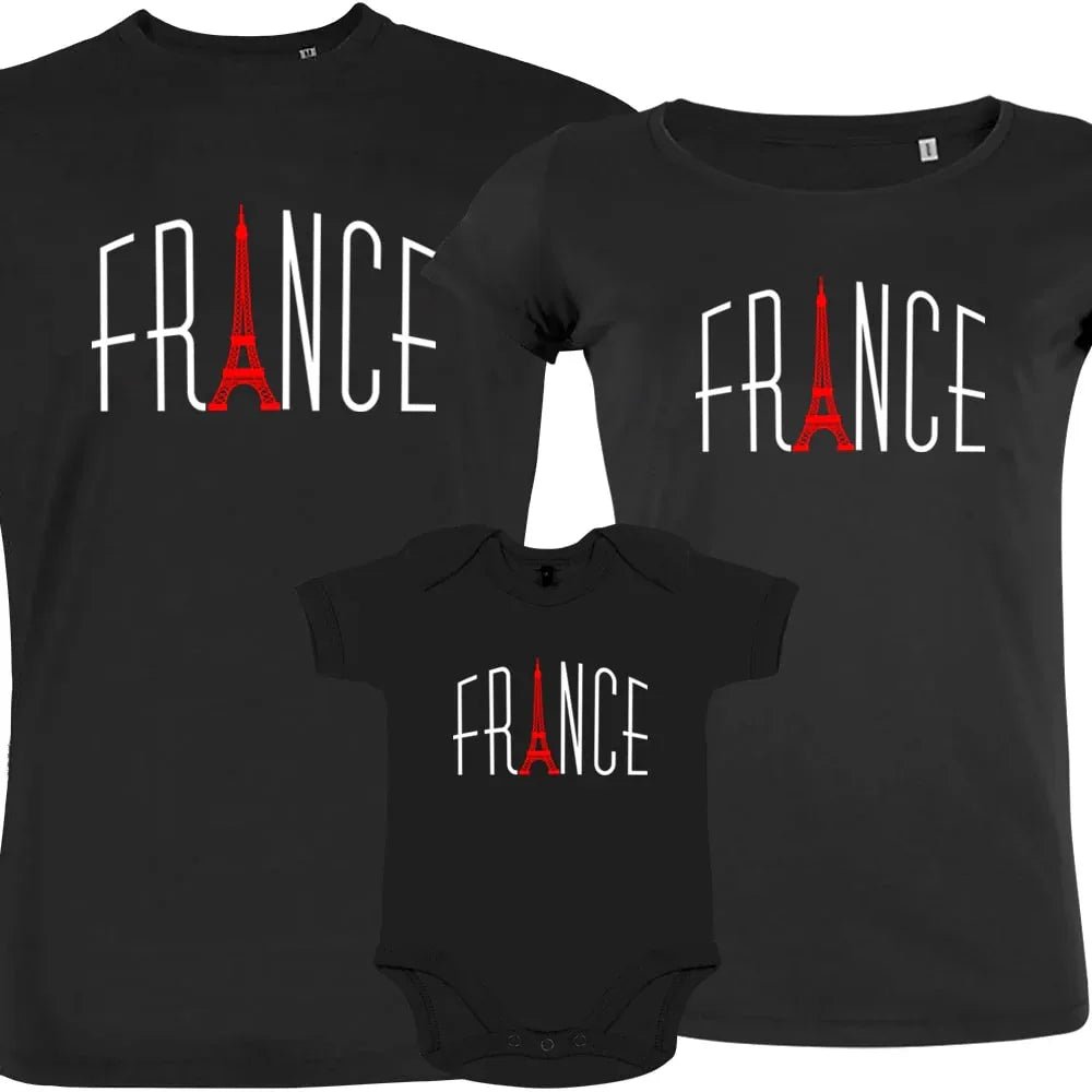 France With Red Eiffel Tower Matching Organic Cotton Family Set (Set of 3) - Create Marketplace