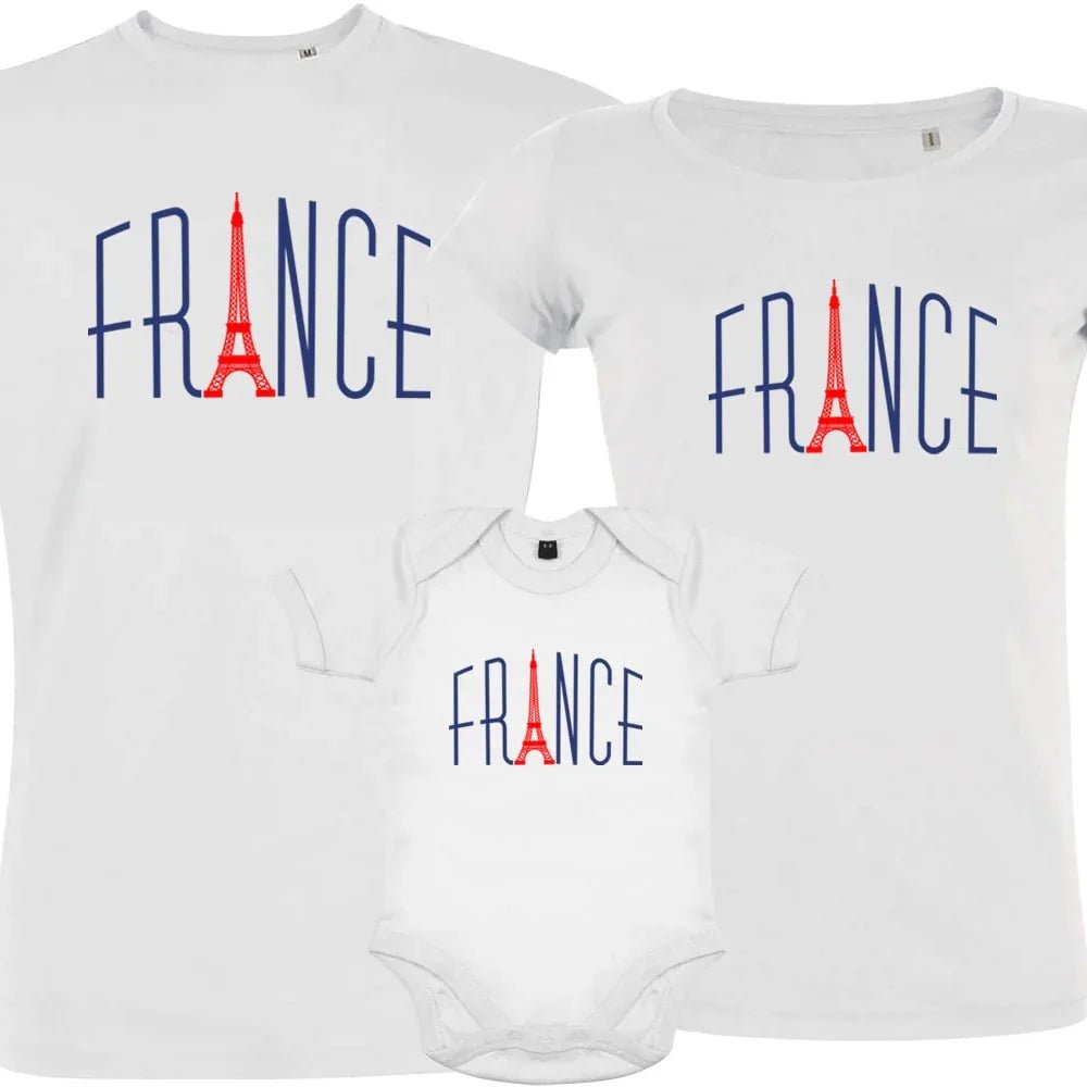 France With Red Eiffel Tower Matching Organic Cotton Family Set (Set of 3) - Create Marketplace