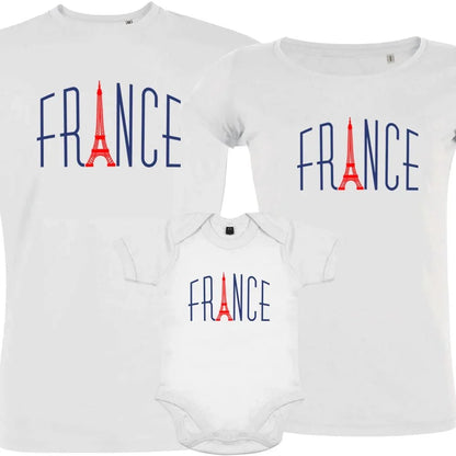 France With Red Eiffel Tower Matching Organic Cotton Family Set (Set of 3) - Create Marketplace