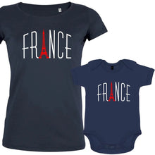 France With Red Eiffel Tower Mom and Baby Organic Cotton family Set (Set of 2) - Create Marketplace