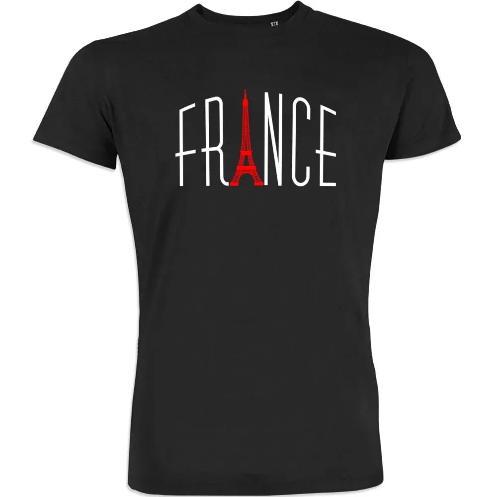 France With Red Eiffel Tower Tower Men's Organic Cotton Tee - Create Marketplace