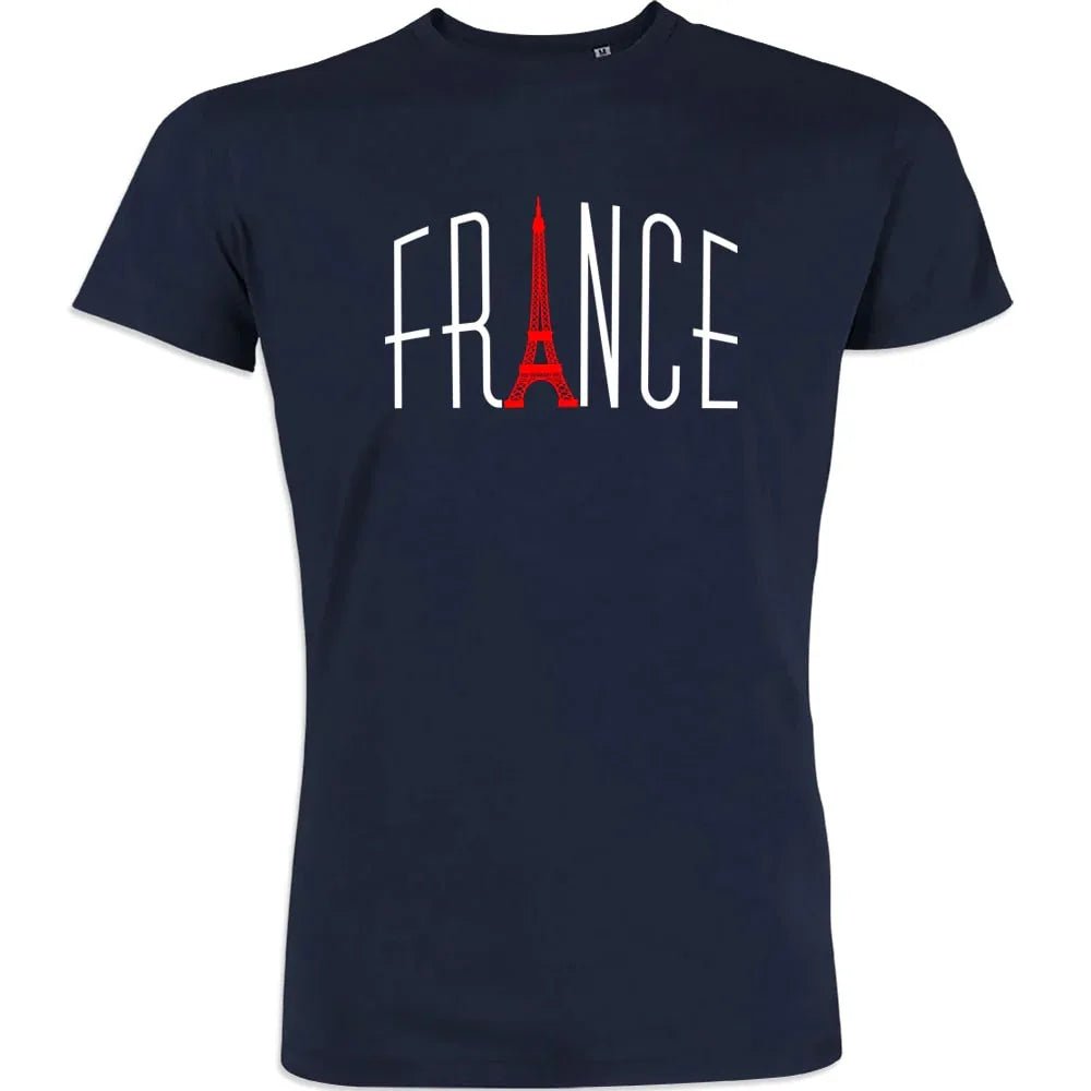 France With Red Eiffel Tower Tower Men's Organic Cotton Tee - Create Marketplace