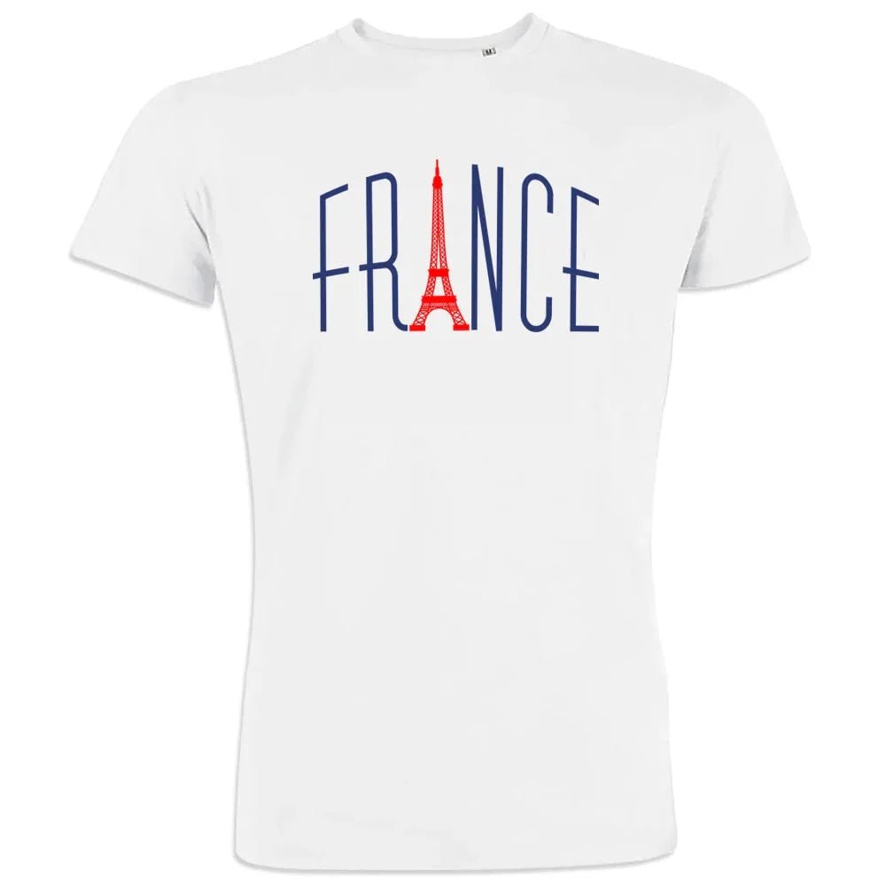 France With Red Eiffel Tower Tower Men's Organic Cotton Tee - Create Marketplace