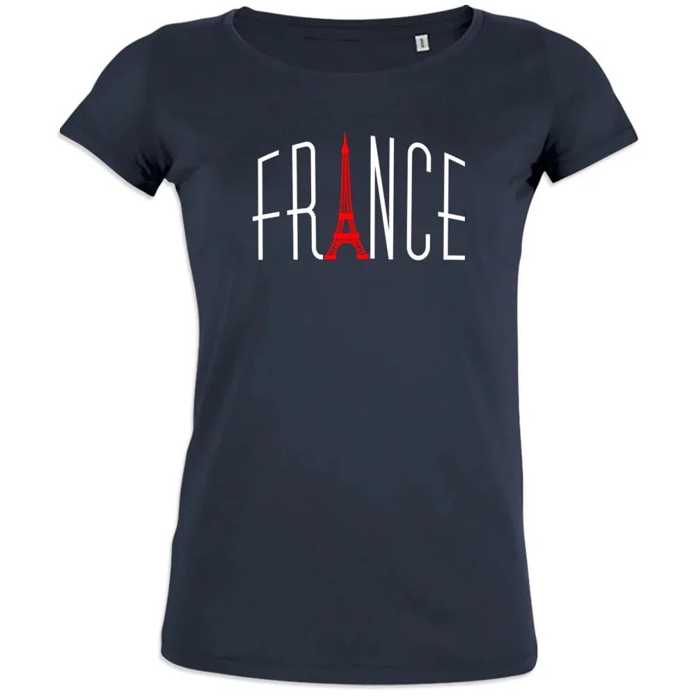 France With Red Eiffel Tower Women's Organic Cotton Tee - Create Marketplace