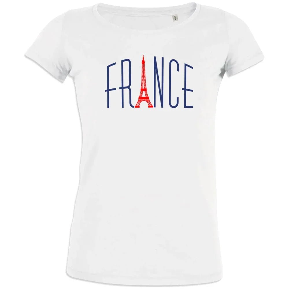 France With Red Eiffel Tower Women's Organic Cotton Tee - Create Marketplace