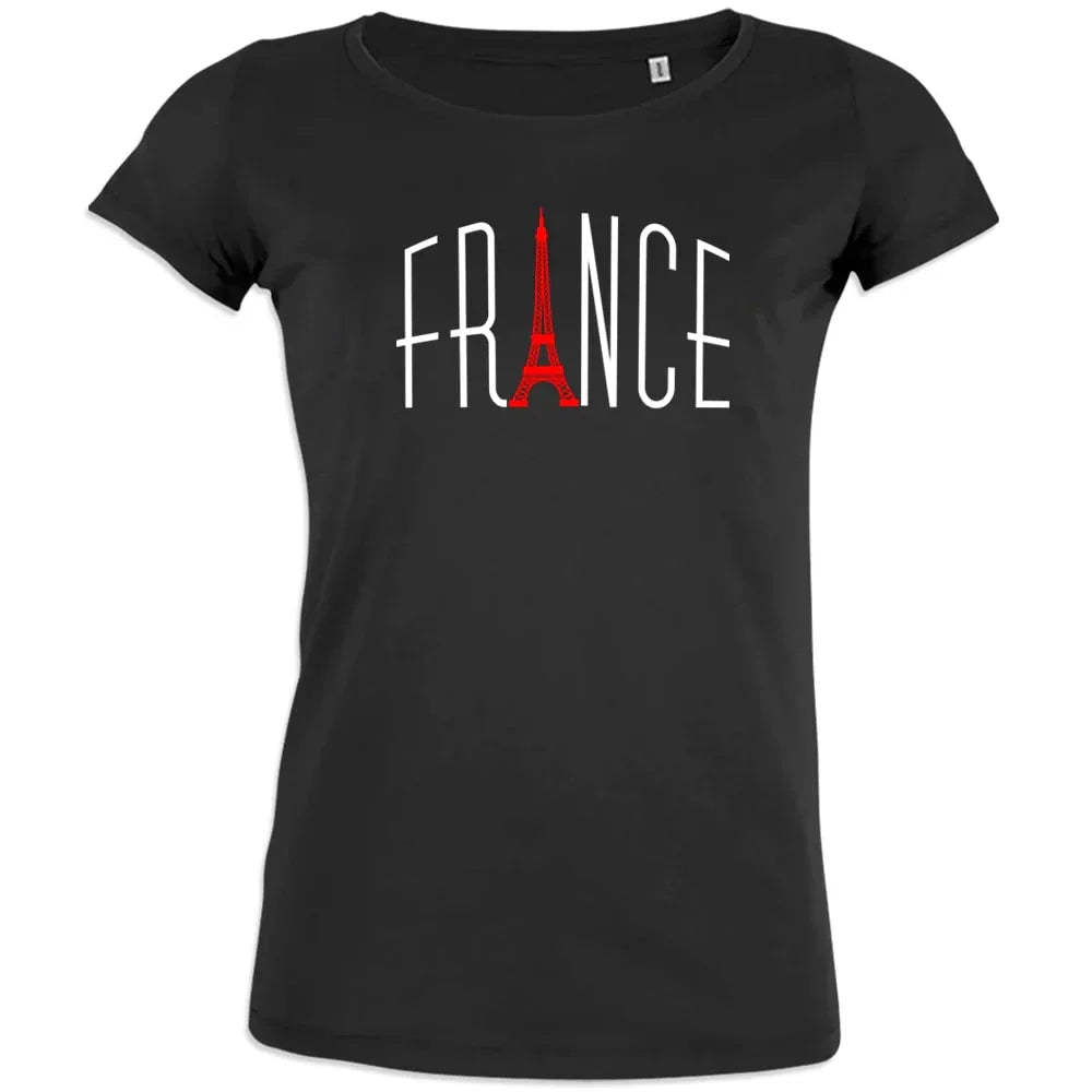 France With Red Eiffel Tower Women's Organic Cotton Tee - Create Marketplace