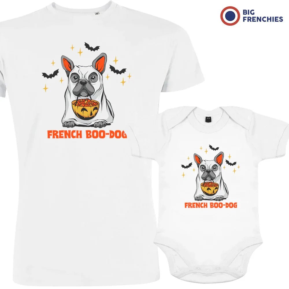 French Boo-Dog Halloween Dad and Child Organic Cotton family Set (Set of 2) - Create Marketplace