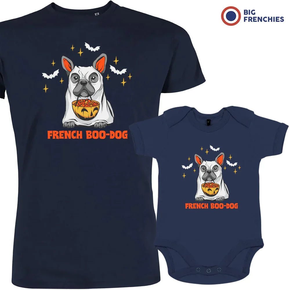 French Boo-Dog Halloween Dad and Child Organic Cotton family Set (Set of 2) - Create Marketplace