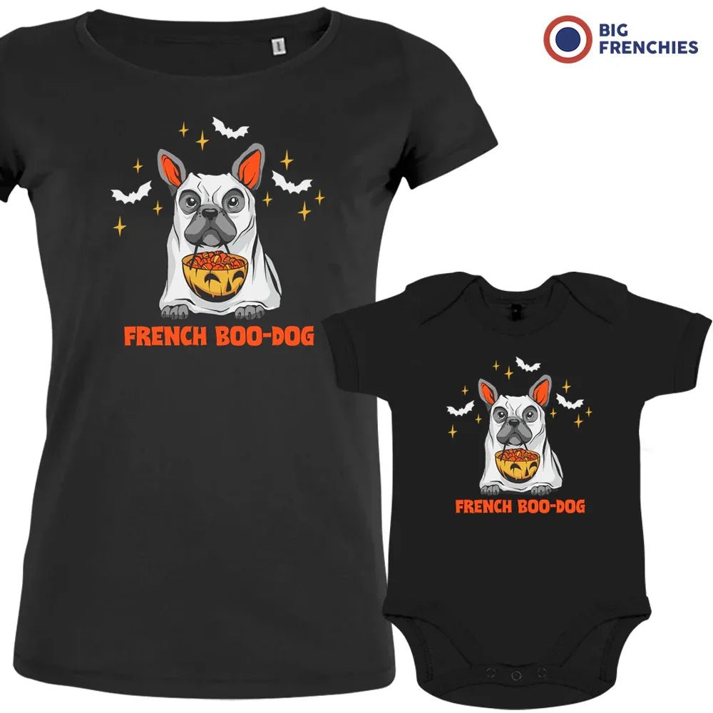 French Boo-Dog Halloween Mom and Baby Organic Cotton family Set (Set of 2) - Create Marketplace