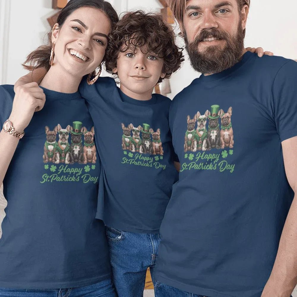 French Bulldog Happy St Patrick's Day Matching Organic Cotton T-Shirts Family Set (Set of 3) - Create Marketplace