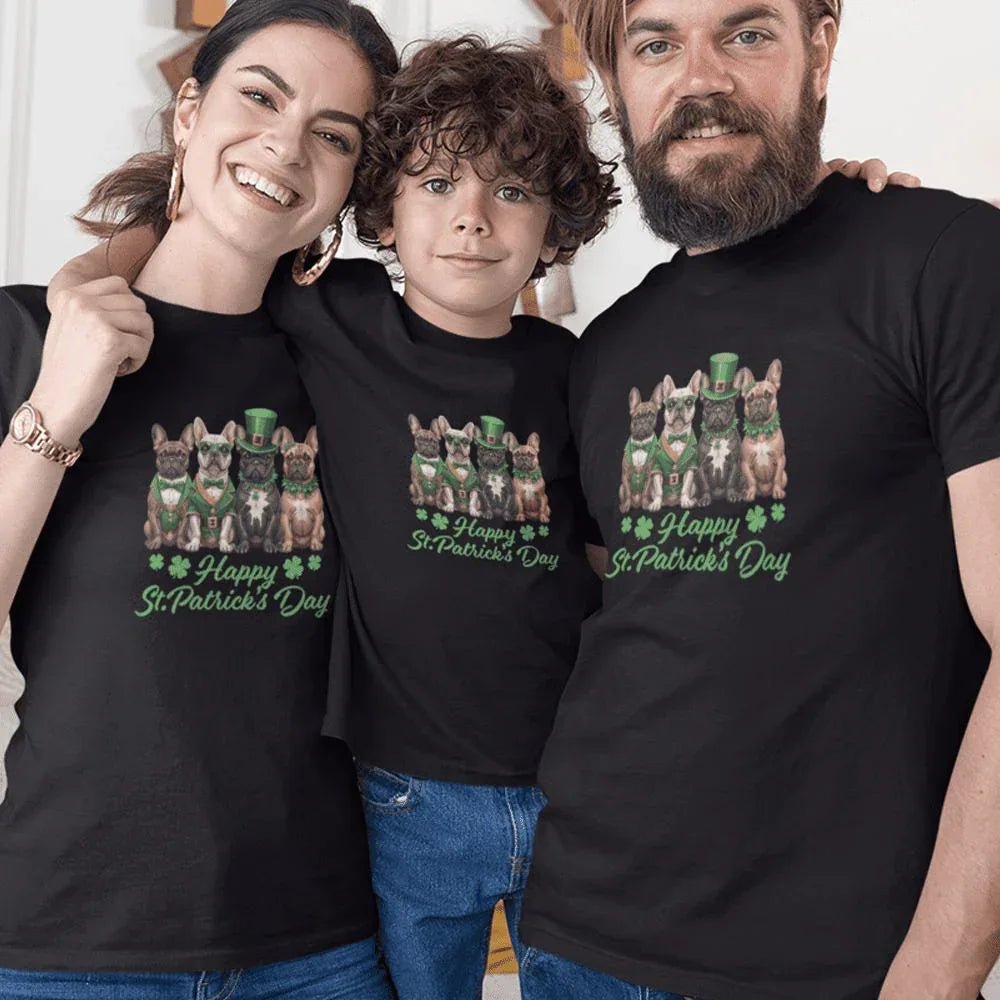 French Bulldog Happy St Patrick's Day Matching Organic Cotton T-Shirts Family Set (Set of 3) - Create Marketplace