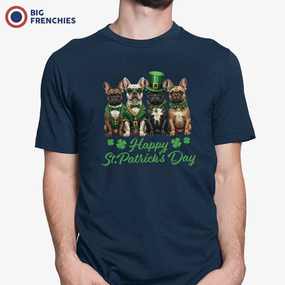French Bulldog Happy St Patrick's Day Men's Organic Cotton Tee - Create Marketplace