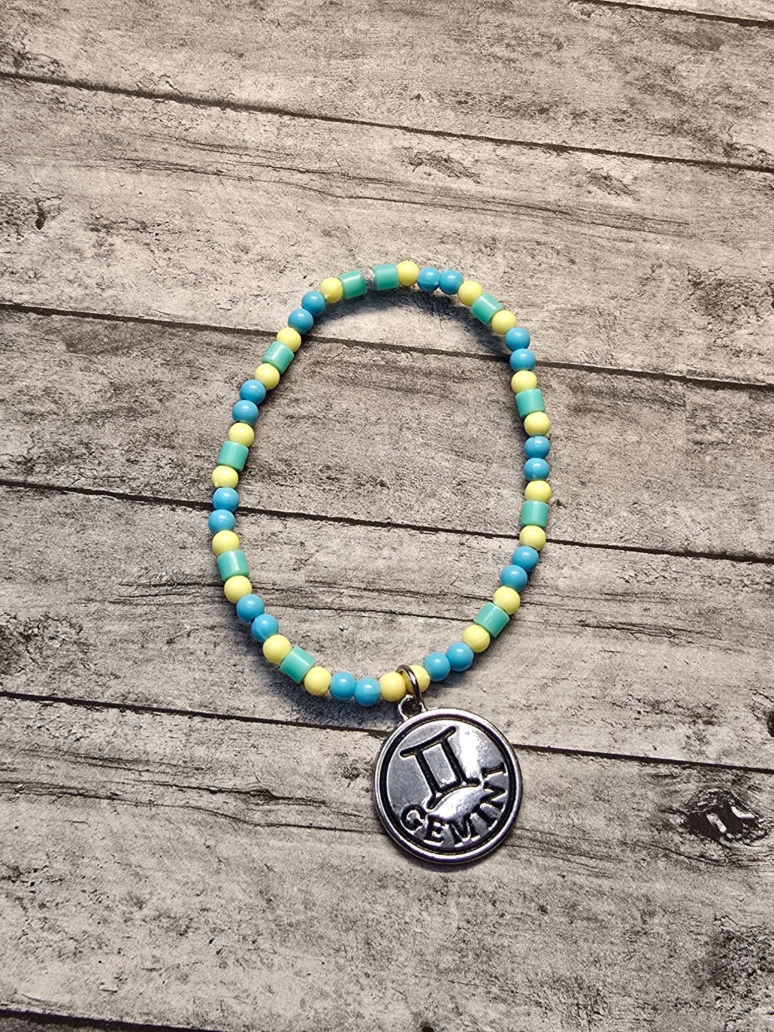 Gemini, Blue/Yellow, Bracelet - made by kid Sam - Create Marketplace