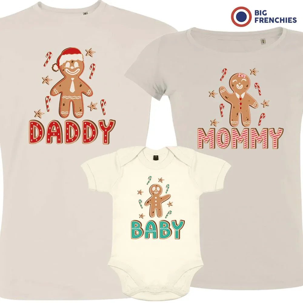 Gingerbread Mommy Daddy & Baby Christmas Matching Family Organic Tees (Set of 3) - Create Marketplace