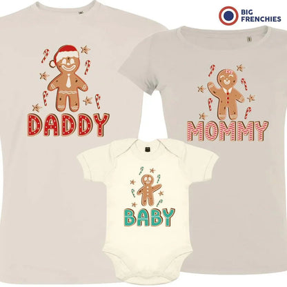 Gingerbread Mommy Daddy & Baby Christmas Matching Family Organic Tees (Set of 3) - Create Marketplace