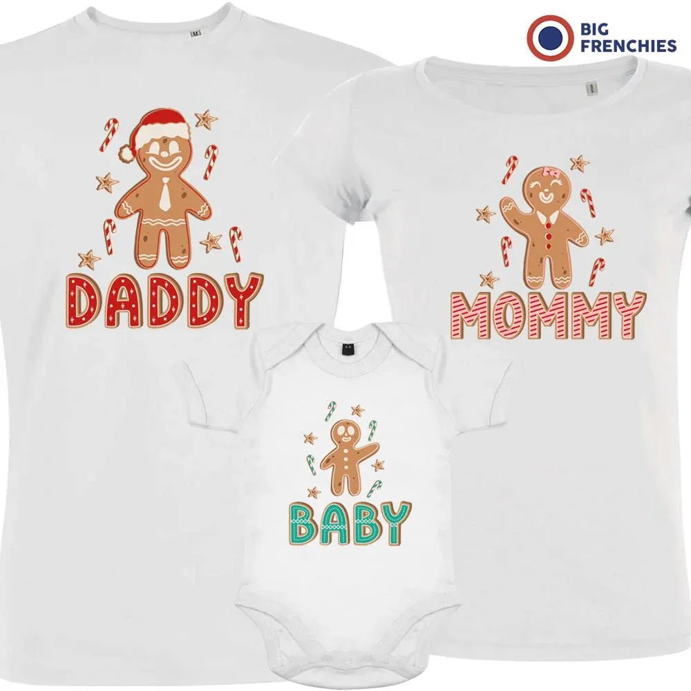 Gingerbread Mommy Daddy & Baby Christmas Matching Family Organic Tees (Set of 3) - Create Marketplace